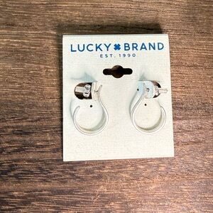 Lucky Brand Silver Tone Hoops Huggies Earrings Post